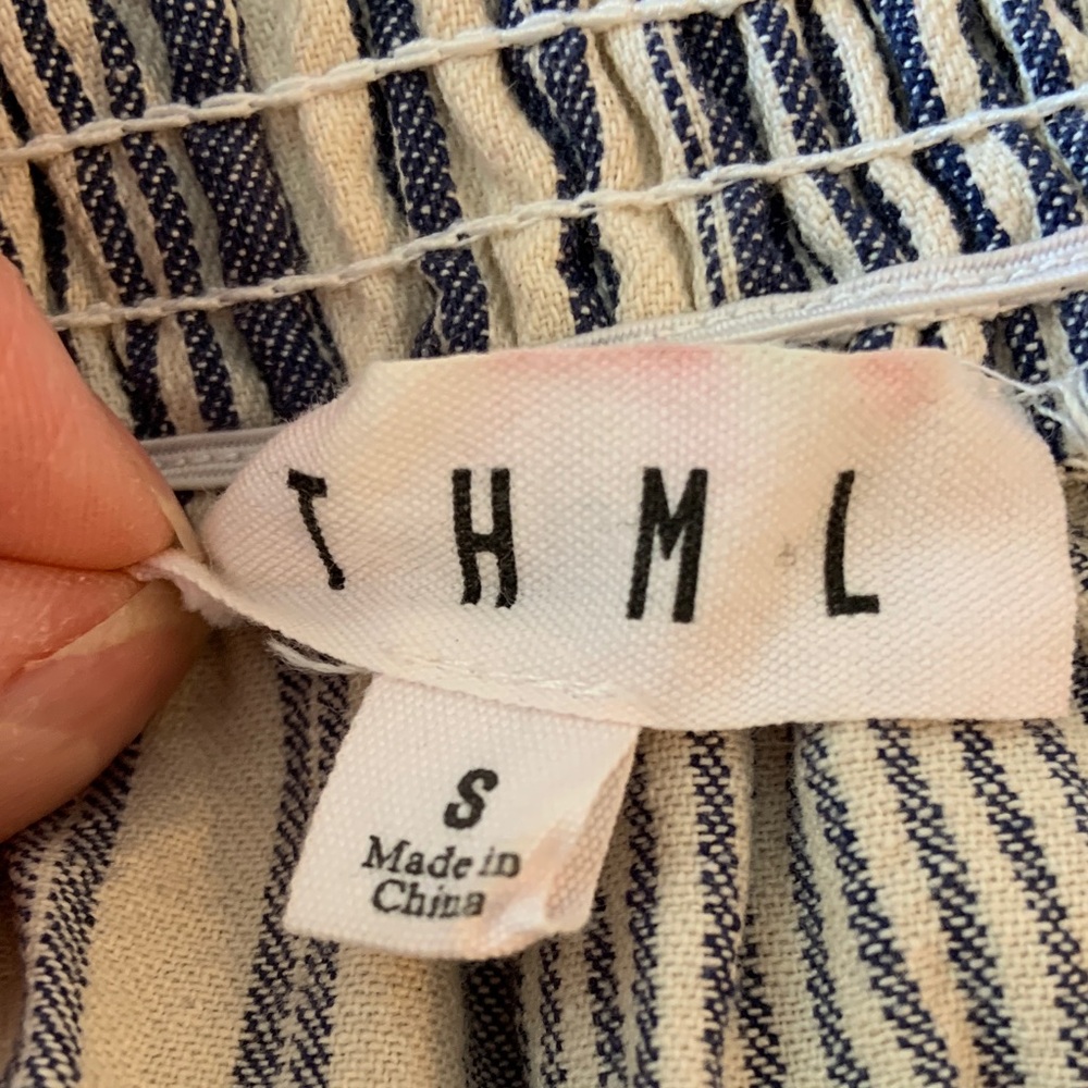 THML size S Striped Skirt with Floral Embroidery and Pom Poms - Picture 3 of 7